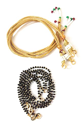 SHARALLE Necklace Backrope Dori and Black Bead Mangalsutra String Combo - Pack of 4 detail photo 3 showing backrope dori, ho...