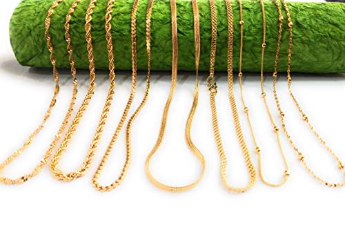 SHARALLE Gold Plated Brass Neck Chains for Pendants - Pack of 7 detail photo 2 showing backrope dori, hooks, tassels and nec...