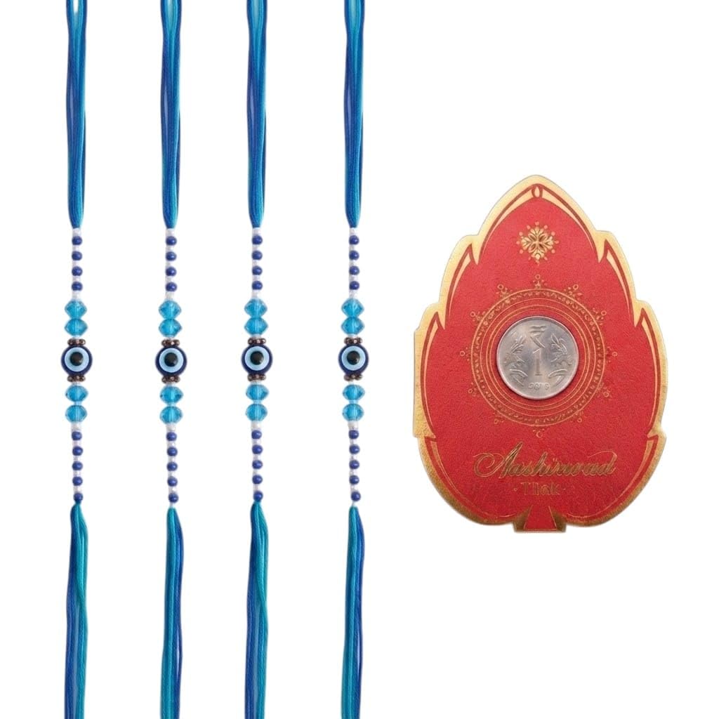 Evil Eye Protection Rakhi Bracelet for Brother with Roli Chawal - View #1
