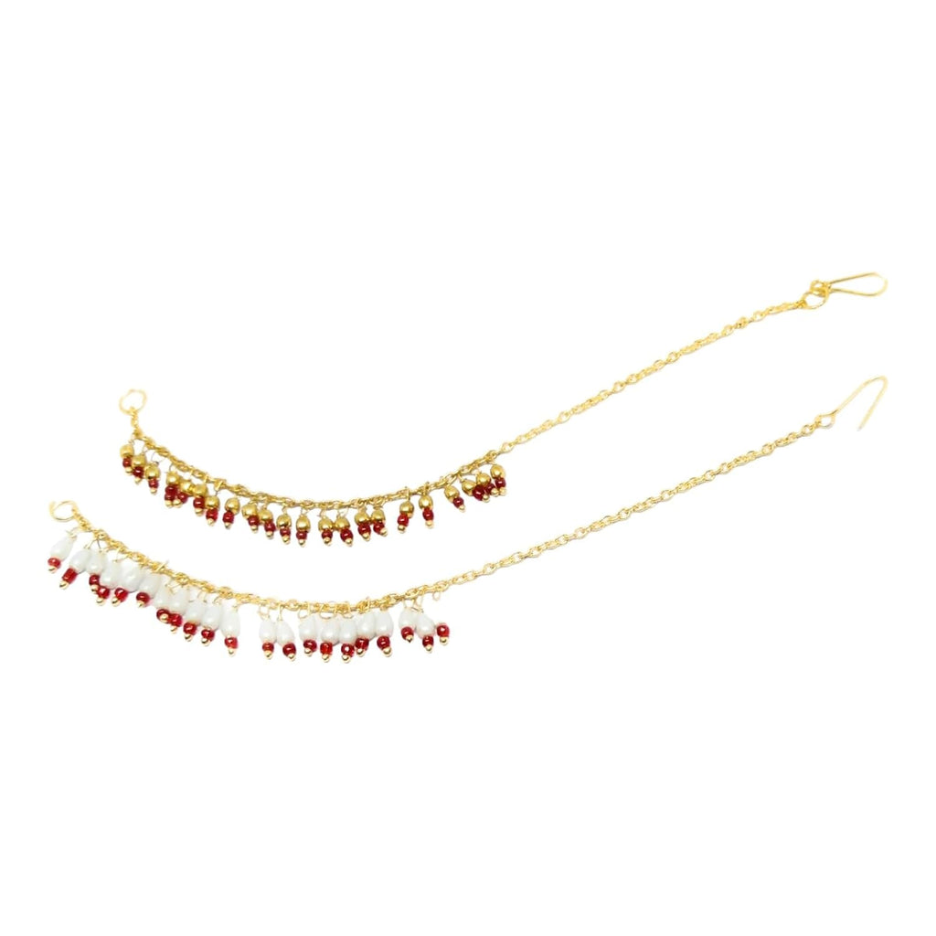 SHARALLE Fashion Nath Chain / Nose Pin Chain detail photo 3 showing backrope dori, hooks, tassels and necklace finishing