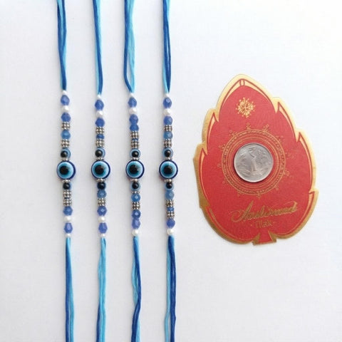Evil Eye Rakhi Set of 4 - Designer Nazar Beads Rakhi Pack for Brother - View #1