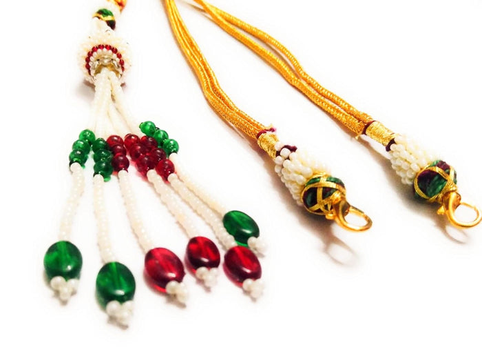 Handmade Metallic Necklace Backrope Dori With Hook and Tassel