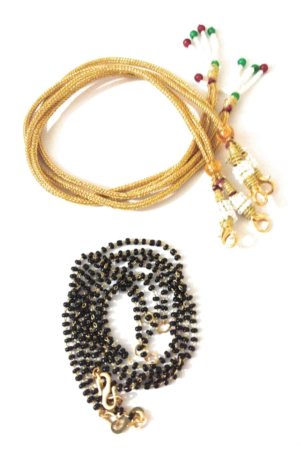 SHARALLE Mangalsutra String and Adjustable Backrope Dori Combo - Pack of 4 detail photo 2 showing backrope dori, hooks, tass...