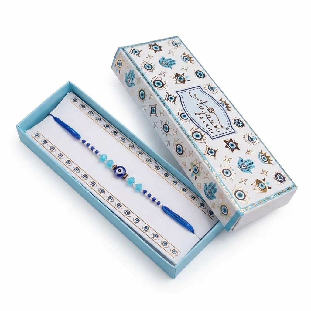 Evil Eye Protection Rakhi Bracelet for Brother with Roli Chawal - View #2