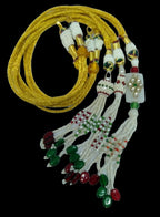SHARALLE Adjustable Pearl Necklace Backrope Dori detail photo 2 showing backrope dori, hooks, tassels and necklace finishing