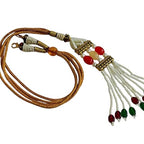 Golden Beaded Necklace Backrope Dori With Stone Work - SHARALLE Necklace Backrope Dori