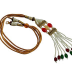 Golden Beaded Necklace Backrope Dori With Stone Work - SHARALLE Necklace Backrope Dori