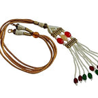 Golden Beaded Necklace Backrope Dori With Stone Work - SHARALLE Necklace Backrope Dori