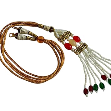 Golden Beaded Necklace Backrope Dori With Stone Work