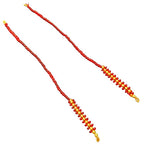 Red and Gold Beaded Ear Chain - Pair - SHARALLE Hair Jewellery Finding