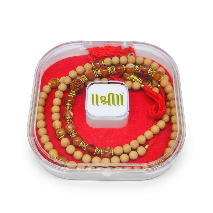 Chandan Rakhi Set of 4 - Pure Sandalwood Beads with Roli Chawal