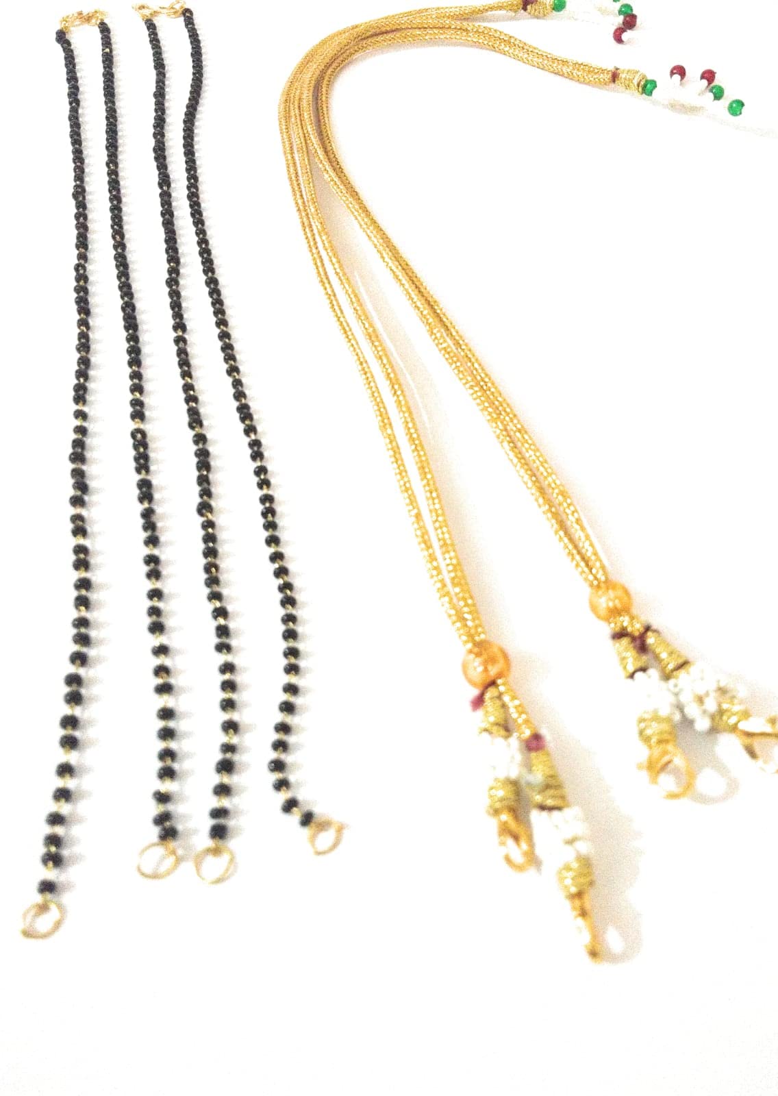 SHARALLE Necklace Backrope Dori and Black Bead Mangalsutra String Combo - Pack of 4 detail photo 5 showing backrope dori, ho...
