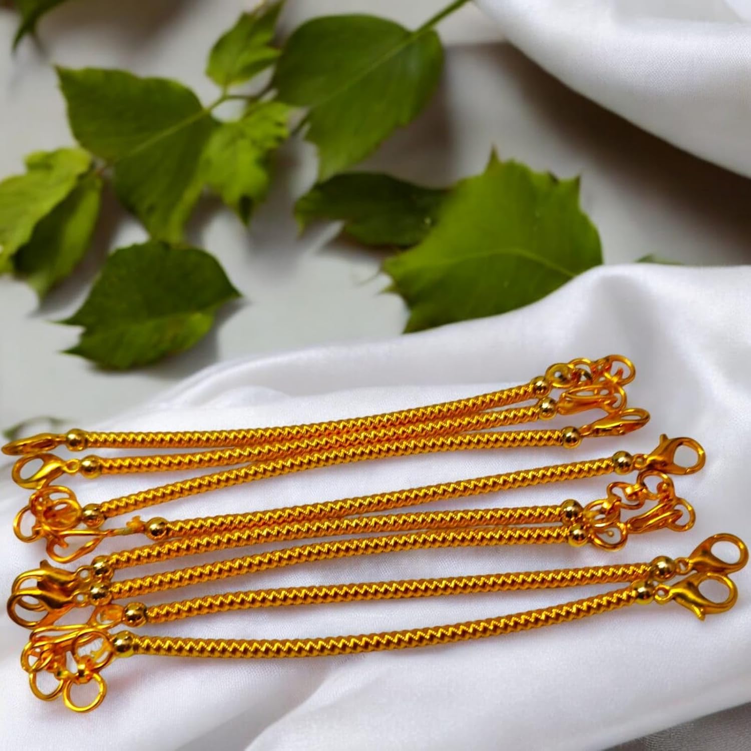 SHARALLE Gold-Tone Necklace Back Chain With Hooks - Pack of 4 - Necklace Back Chain photo for backrope dori, jewellery makin...