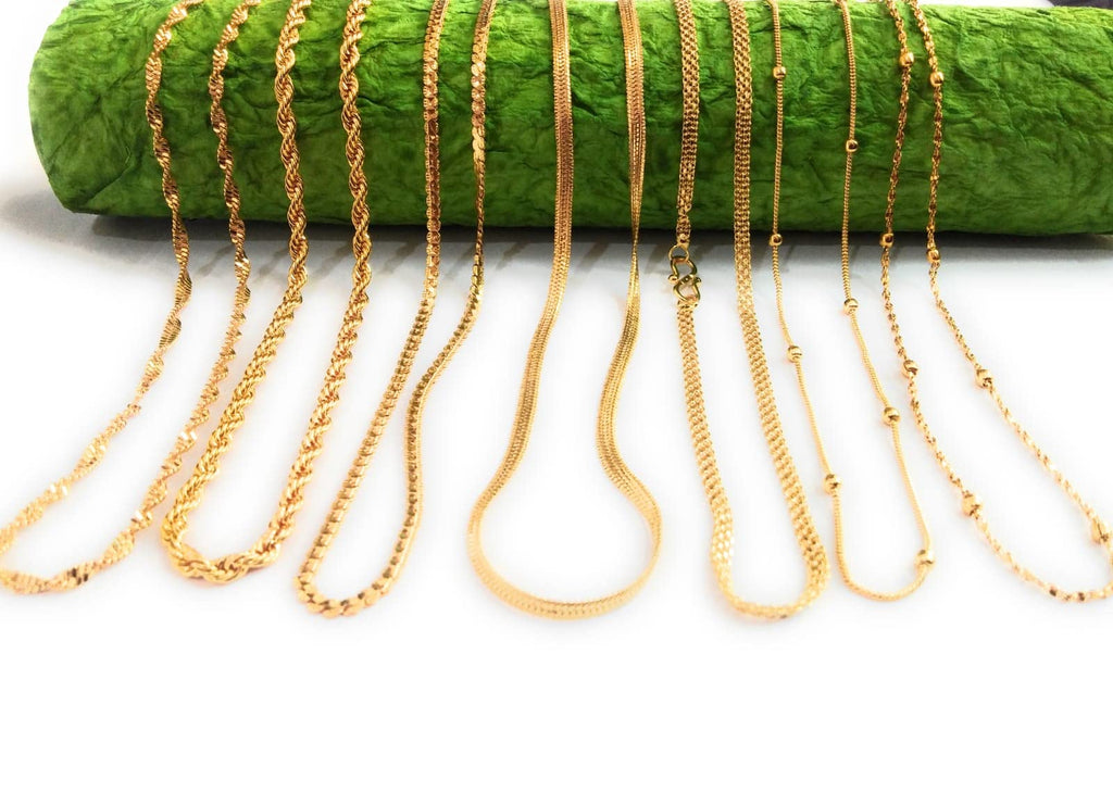 SHARALLE Gold Plated Brass Neck Chains for Pendants - Pack of 7 - Jewellery Making Supplies photo for backrope dori, jewelle...