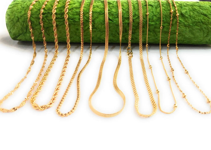 Gold Plated Brass Neck Chains for Pendants - Pack of 7
