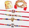 5 Rakhi Combo Set - Brother, Bhaiya Bhabhi & Kids Rakhi Pack with Roli Chawal - View #1