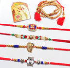 5 Rakhi Combo Set - Brother, Bhaiya Bhabhi & Kids Rakhi Pack with Roli Chawal - View #1