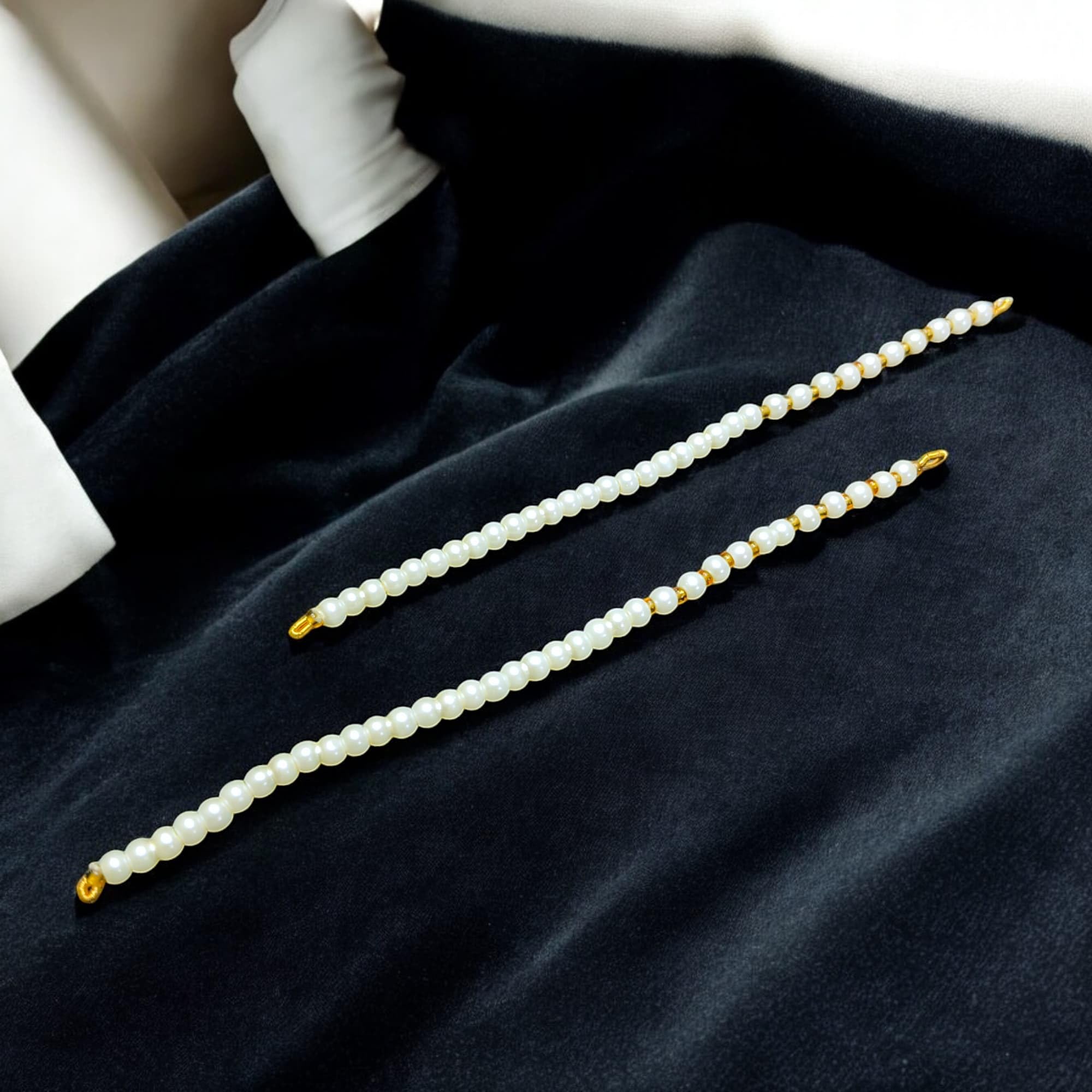 SHARALLE Pearl Hair Chain Jewellery Finding - Ear to Hair Connector detail photo 4 showing backrope dori, hooks, tassels and...