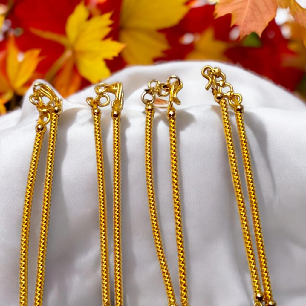 SHARALLE Gold-Tone Necklace Back Chain With Hooks - Pack of 4 detail photo 2 showing backrope dori, hooks, tassels and neckl...