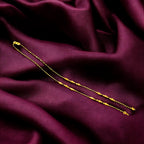 SHARALLE Brass Black Bead Mangalsutra Chain / Lari Dori - 24 Inch detail photo 5 showing backrope dori, hooks, tassels and n...