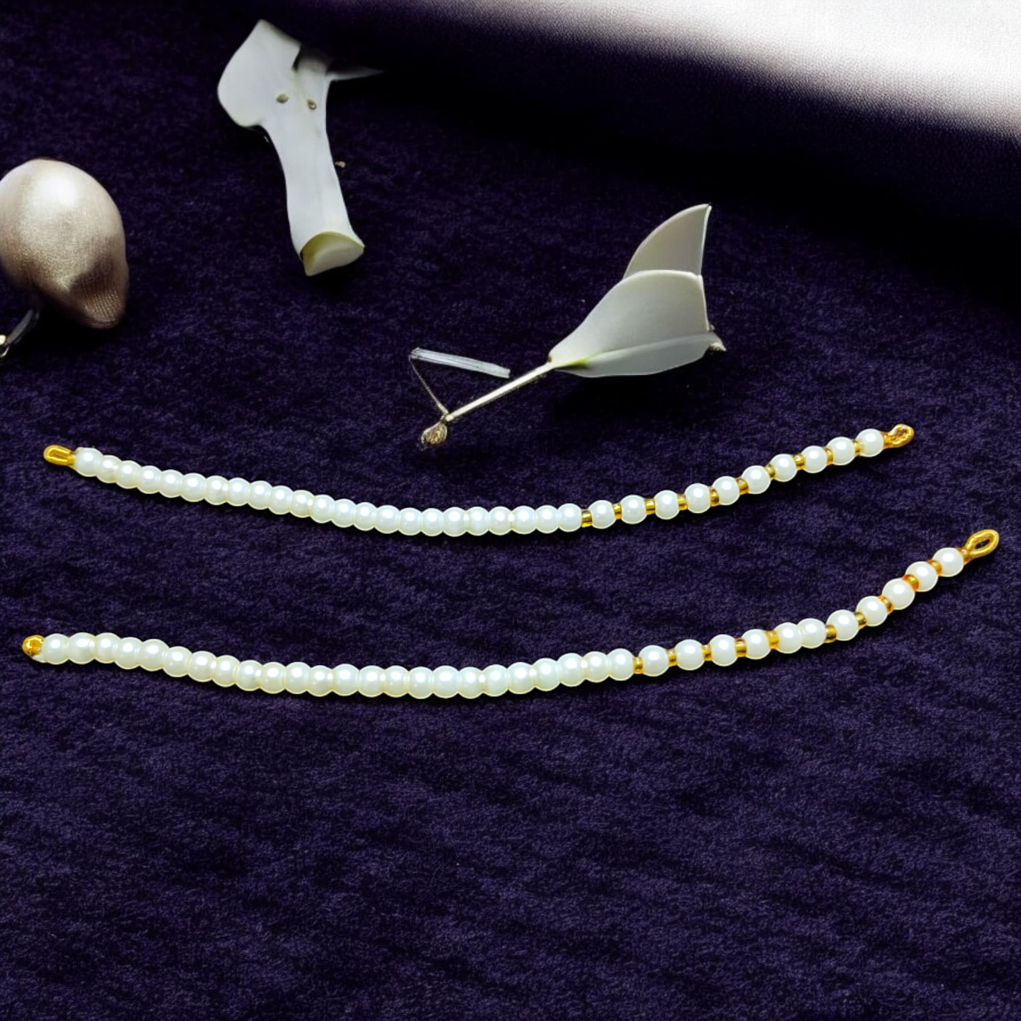 SHARALLE Pearl Hair Chain Jewellery Finding - Ear to Hair Connector - Jewellery Making Supplies photo for backrope dori, jew...