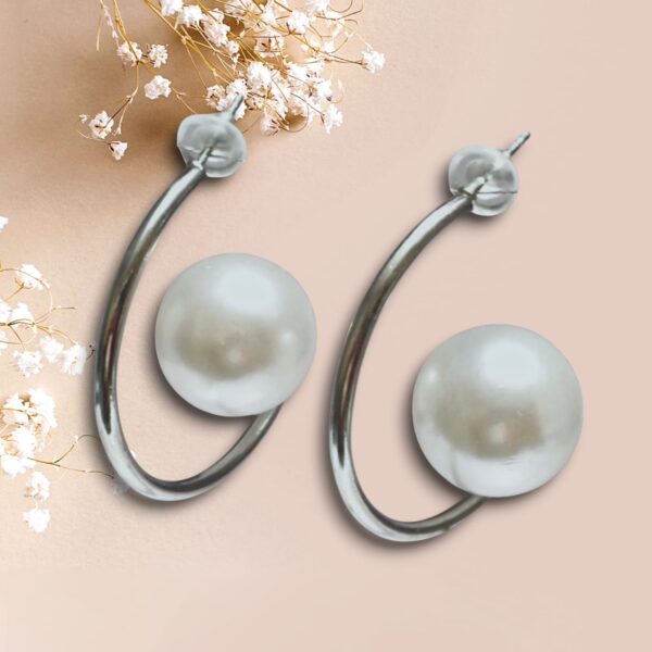 Pearl Charm Half Hoop Earrings