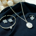Celestial Blossom Silver Crystal 4-Piece Jewelry Set