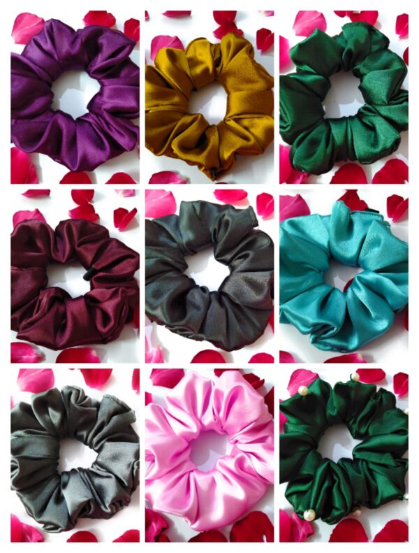 Satin Silk Big Size Multicolored Scrunchies for Women – Soft & Stylish Hair Ties